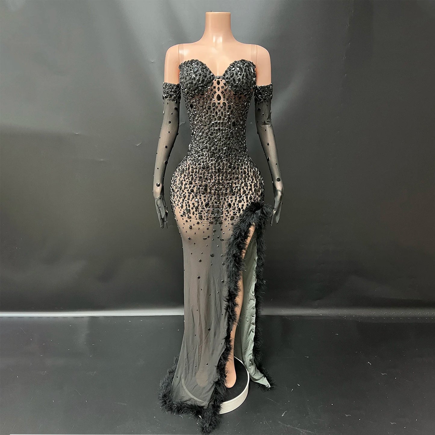 Boutique Gala HOT SALE Nude/Black/Red Color Women's Elegant Hot Sexy Celebrities Red Carpet Night Club Formal Maxi Dress With Crystal Luxury High Quality Evening Dress Luxury Gowns Ladies Clothing Supplies