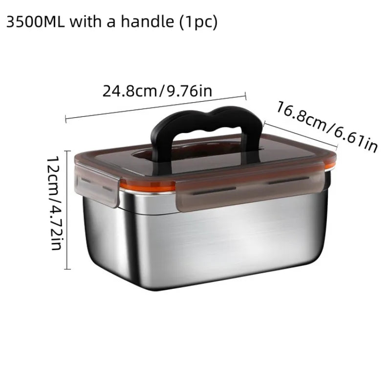 4 PCS Set 550/1100/190/3500ml  Stainless Steel Food Storage Box With Transparent Lid Multipurpose Food Container Crisper Box for Fruit/Vegetable/Meat Storage Home Restaurants Cookware Supplies