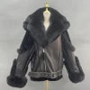 BEST PRICE S-2XL 8 Colors or Custom Color Design Natural Fox Fur Trim Coat Big Real  Fox Fur Collar Hooded Outerwear Jackets Women Sheepskin Leather Shearling Jacket Ladies Luxury Apparel Supplies
