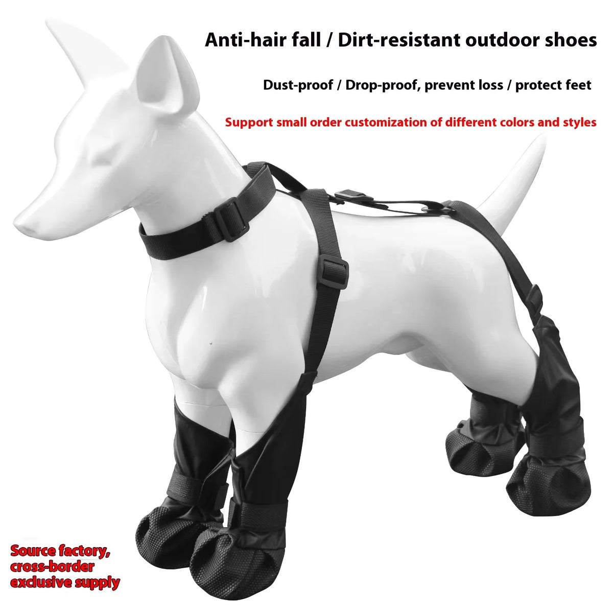 Xs-2XL Large Size Waterproof Four-Season Anti-Dirty  Dog Reflective Tape Boots New Breathable Outdoor Pet Supplies Teddy Style Dog Shoes With Straps