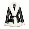 NEW Design 5 Colors UK (6-20) Large Size Women's Faux Fur Coat Collar/Cuffs Belted Waist Winter Warm Eco-Friendly Windproof Outerwear Plain Dyed Women Autumn Winter Clothing Supplies