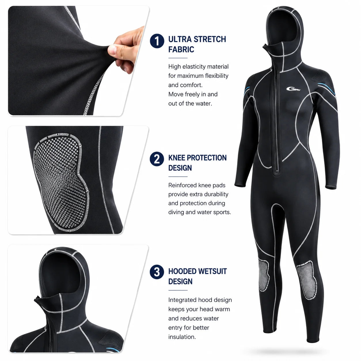 5MM Neoprene Top Quality Professional S-3XL Extra Plus Size Surfing Wetsuit Factory Direct Supply Long Sleeve Warm Thick Diving Scuba Snorkeling Underwater Fishing Custom Design Women Full Body Wet Suits