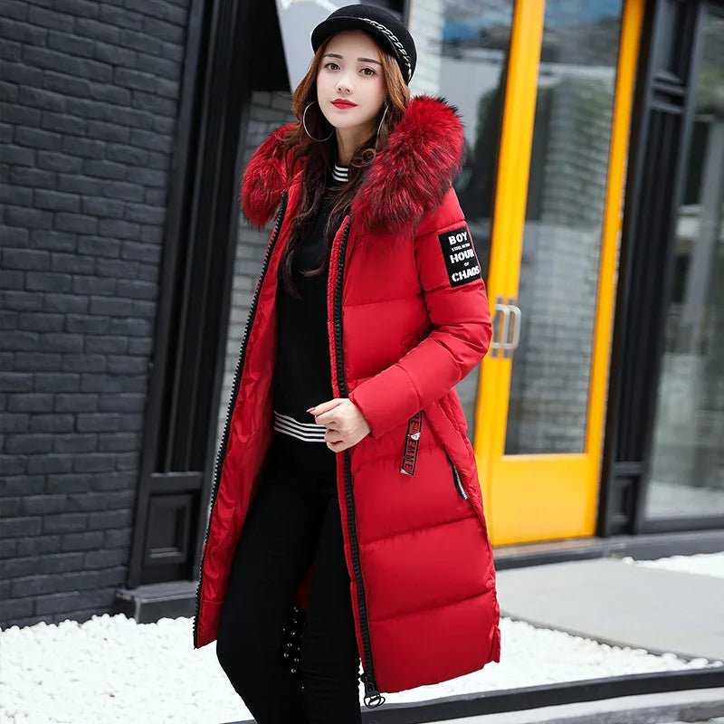 Black/Green/Gray Color L-4XL Plus Size Autumn Winter Women's Comfortable Mongolian Parkas Coat Thick Warm Woven Block Hooded Jacket Long Parker Coat Casual Outerwear Ladies Winter Clothing Supplies