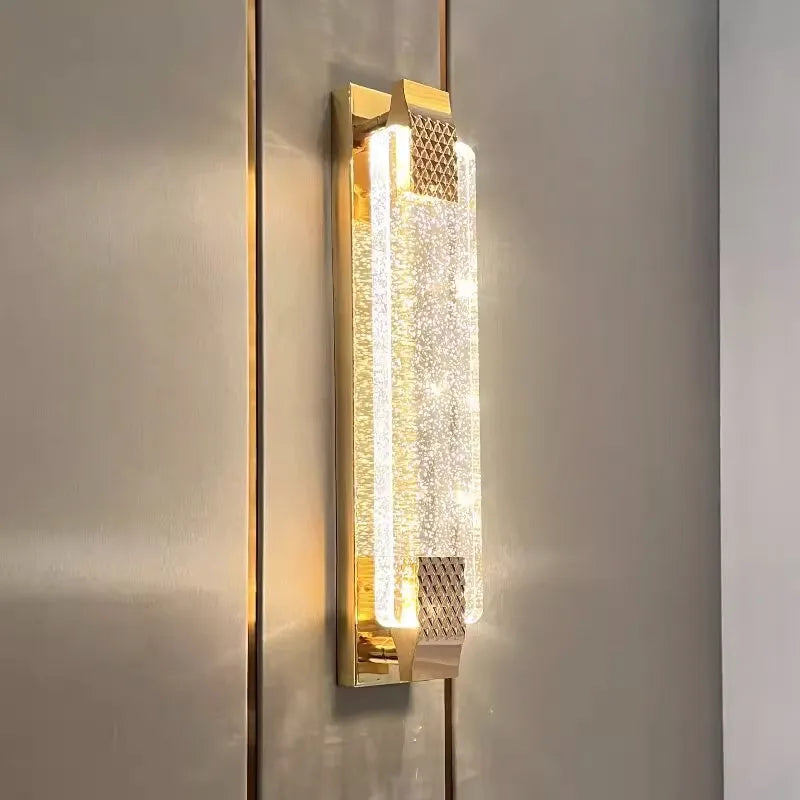 Villa Home Luxury Bubble Crystal Gold Wall Lamp Luxury Living Room Decoration Background Wall Fitting Bedroom Bedside Staircase Corridor Lamp LED Lights