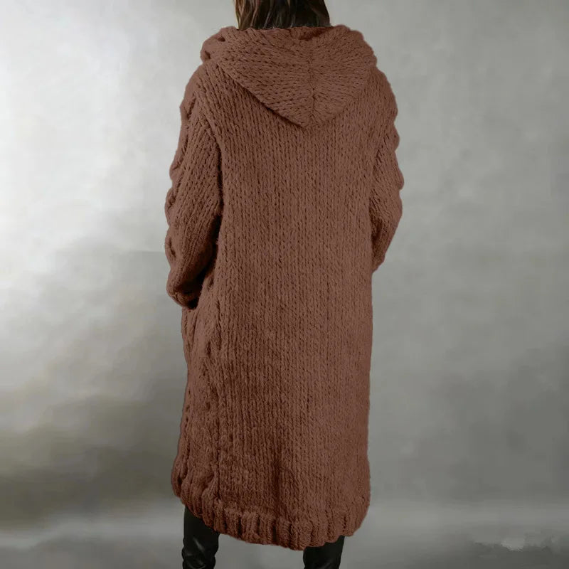 10 Colors S-5XL Plus Size Women's Trendy Long Cardigan Sweater Long Sleeve Single-Breasted Hooded Winter Coats for Ladies Women Knitted Sweater Coats