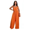NEW Arrivals 8 Colors Sexy Backless Women Spring Summer Jumpsuit Loose Casual Spaghetti Strap Wide Leg One Piece Lady Solid Jumpsuit Streetwear Women Casual Clothing Supplies