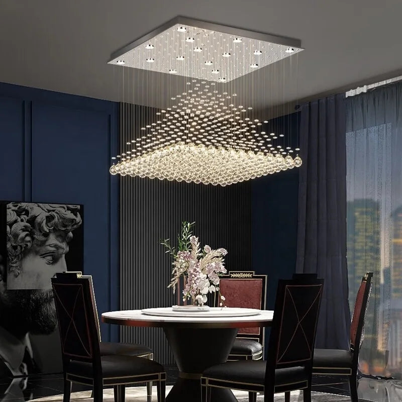 HOT SALE Villa Home Hotel Lobby Square Atmospheric Pyramid Hanging Line K9 Crystal Luxury Lamp Living Room Licht Modern Restaurant Chandelier Art Decoration Luxury Chandelier