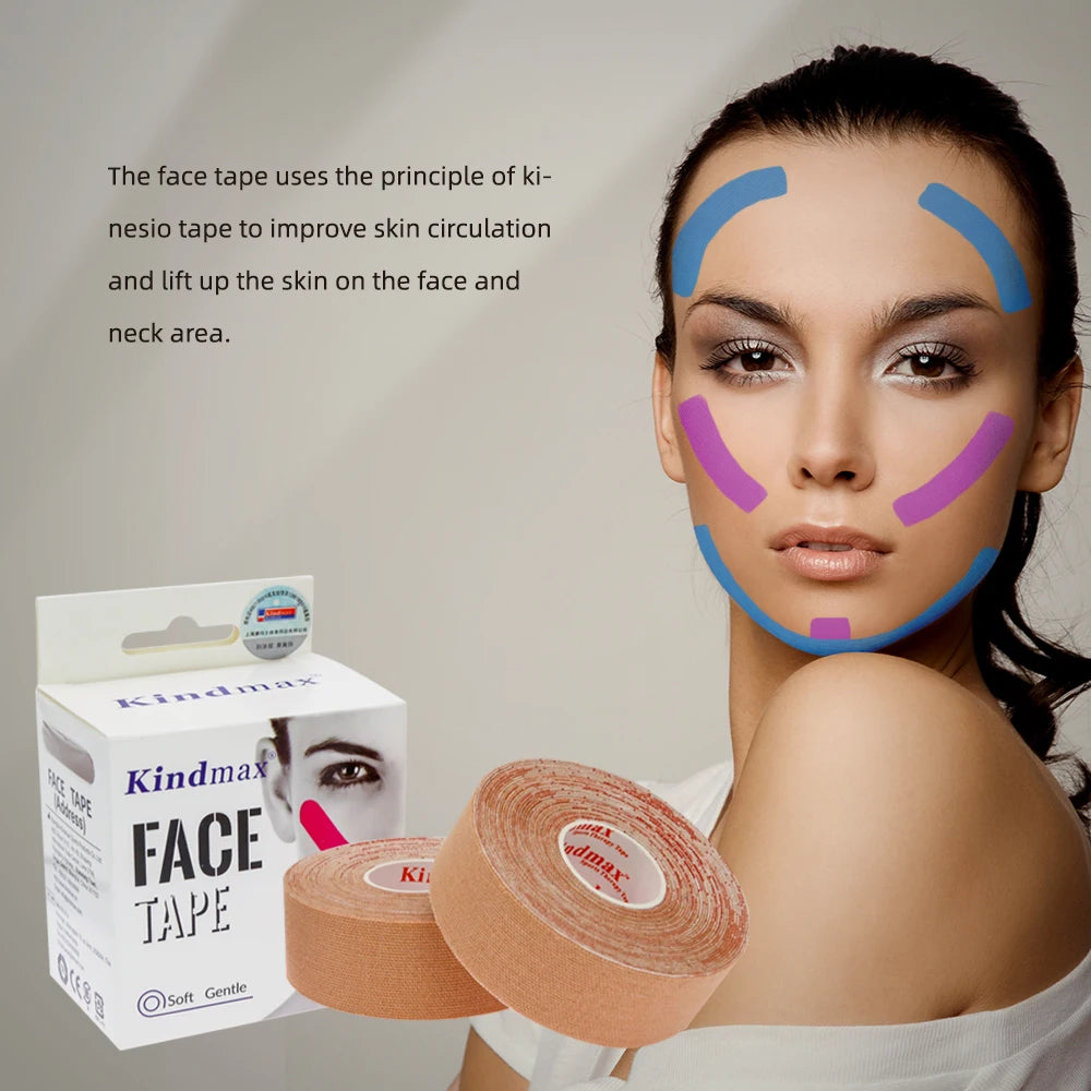Kindmax Kinesiology Tape for Face V Line and Neck Eyes Area Lifting Wrinkle Remover Tape Skin Color 2 Rolls Dropship