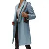8 Colors S-3XL Women's Autumn Winter Fashion Top Quality Solid Coat Polo Mid Long Button Woolen Coat Single Button Pocket Trench Coat Outerwear Warm Windproof Jackets Ladies Winter Clothing Supplies.