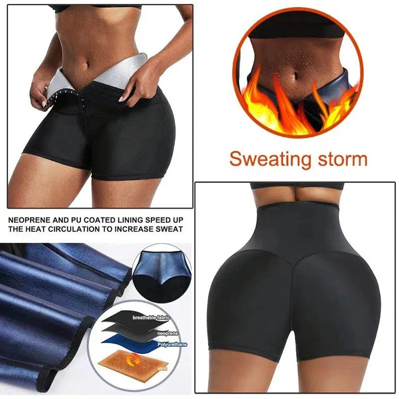 S-5XL Custom High Waist Women's Elastic Training Shorts Body Shaper Biker Sweat Trainer Leggings for Home Yoga Weight Loss Sauna Pants