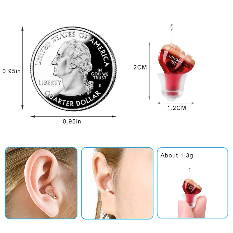 NEW Hearing Aids Audio Phones for Deafness/Elderly Adjustable Micro-Chip Wireless Mini Size Invisible Hearing Aid J20 Ear Sound Amplifier Medical Accessories Health Care Supplies