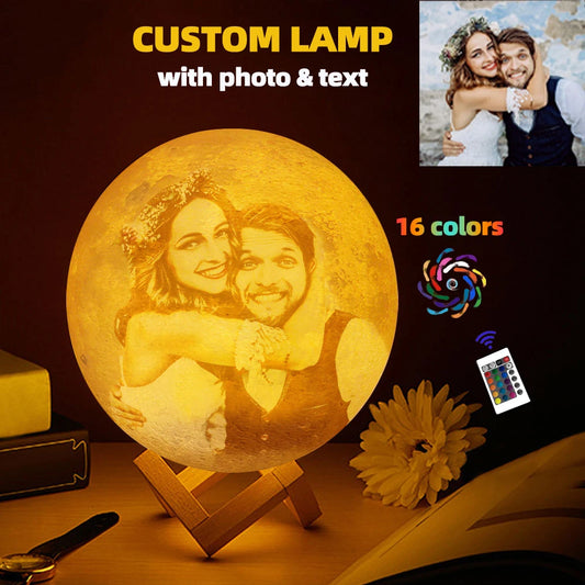 10-15-20cm (3-16 Colors) 3D Moon Lamp Personalized Photo Text Customized USB Night Light Birthday Mother Day Valentine's Christmas Lunar Gift