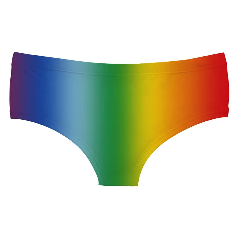 DeanFire Super Soft Women 3D Panties Underwear RAINBOW Funny Print Kawaii Push Up Sexy Briefs Lingerie Thong for Female