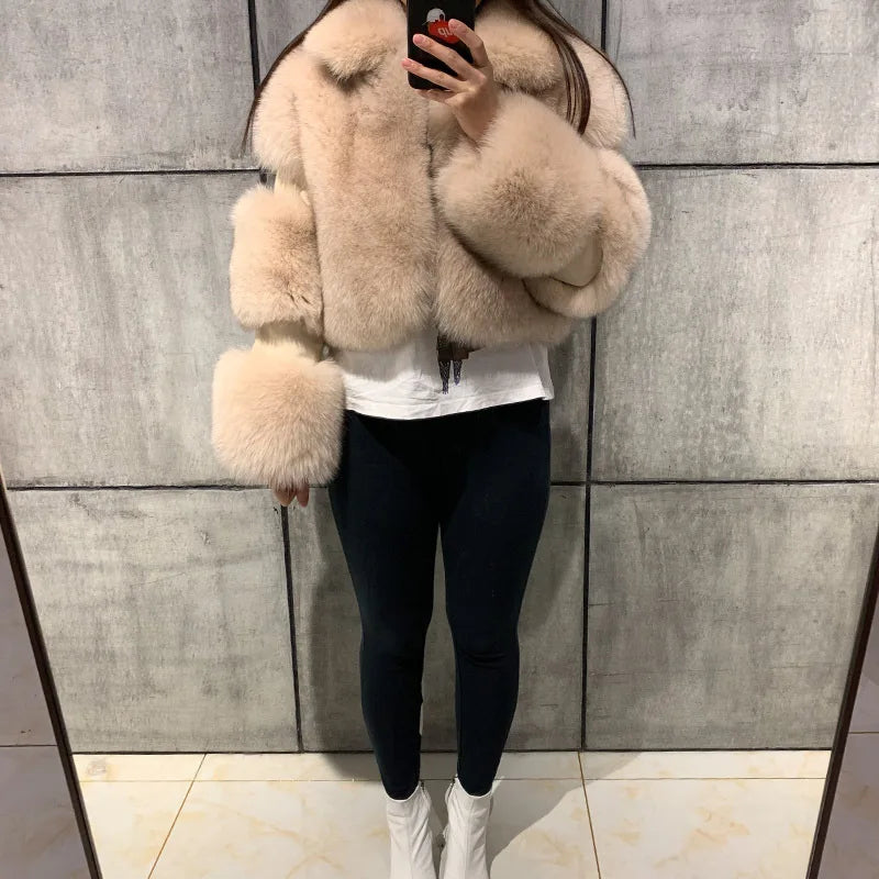 TikTok Most Popular 12 Colors S-4XL Plus Size Women Autumn Winter Warm Faux Fur Bomber Coat Top Quality Fur Jacket Snow Boots Outerwear Short Coats Evening Party Night Clubwear Jackets Women Winter Apparel Supplies
