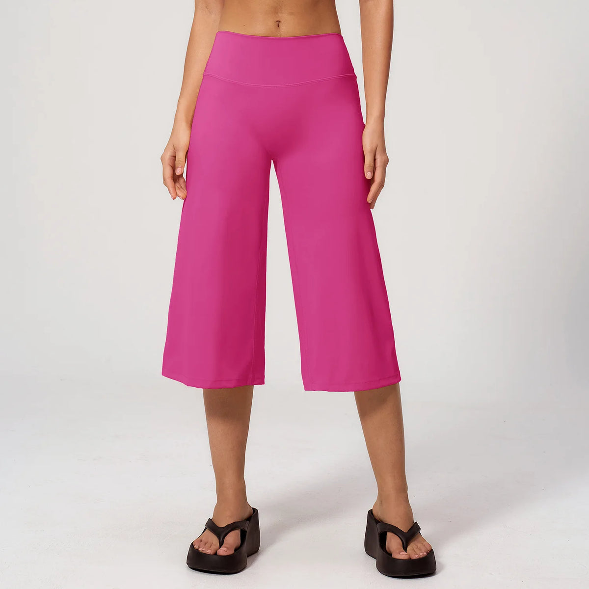 5 Colors S-XL Women's High Waisted Capri Pants Wide Leg Yoga Trousers Quick Dry Cropped Leggings Summer Athleisure Outdoor Running Gym Fitness Activewear Female Sports Apparel Accessories