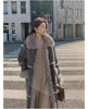 HOT SALE Dark Gray/Purple Color Winter New Women's Top Quality Windbreaker Long Coat  Faux Fur Lined Lamb Wool Puffer Jacket Outerwear Coat Women Winter Clothing Supplies