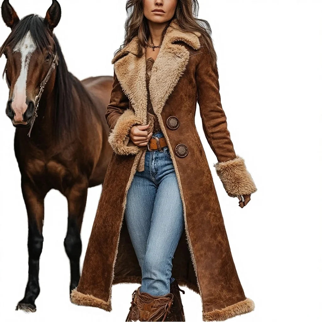 S-3XL Plus Size Winter Fashion Women's Single Breasted Long Fleece Jacket with Integrated Fur-Lining Thickened  Ladies Long Plush Coat Winter Clothing Supplies