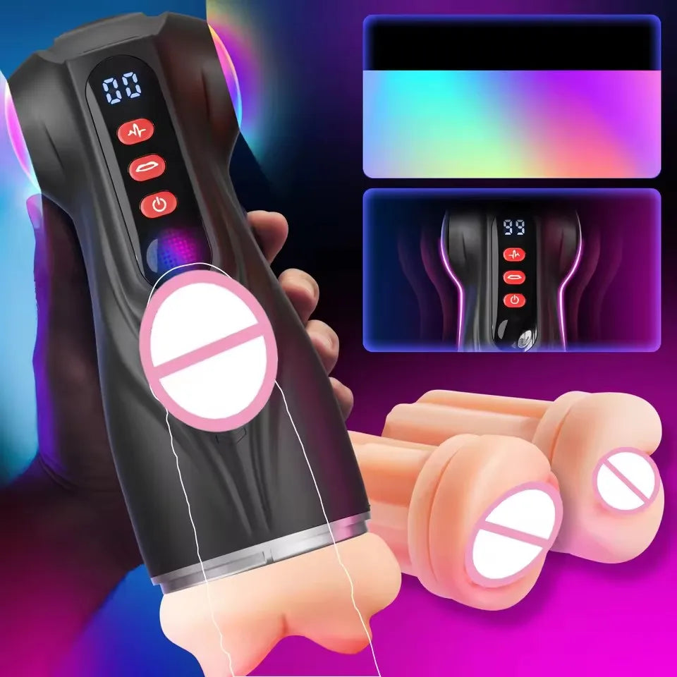9 Stormy Vacuum Sucking + Vibration Modes Fully Automatic Male Masturbator Aircraft Cup Super Tight Vibrating Stimulator Features APP Control Interactive Masturbator Sex Toys Adults Sex Store Supplies