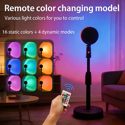 16 Color Sunset Lamp RGB Mood Lighting Floor Light Night Party Light Photography Lighting Living Room Sunset Projector Artistic Photo Home Decoration Lighting Accessories