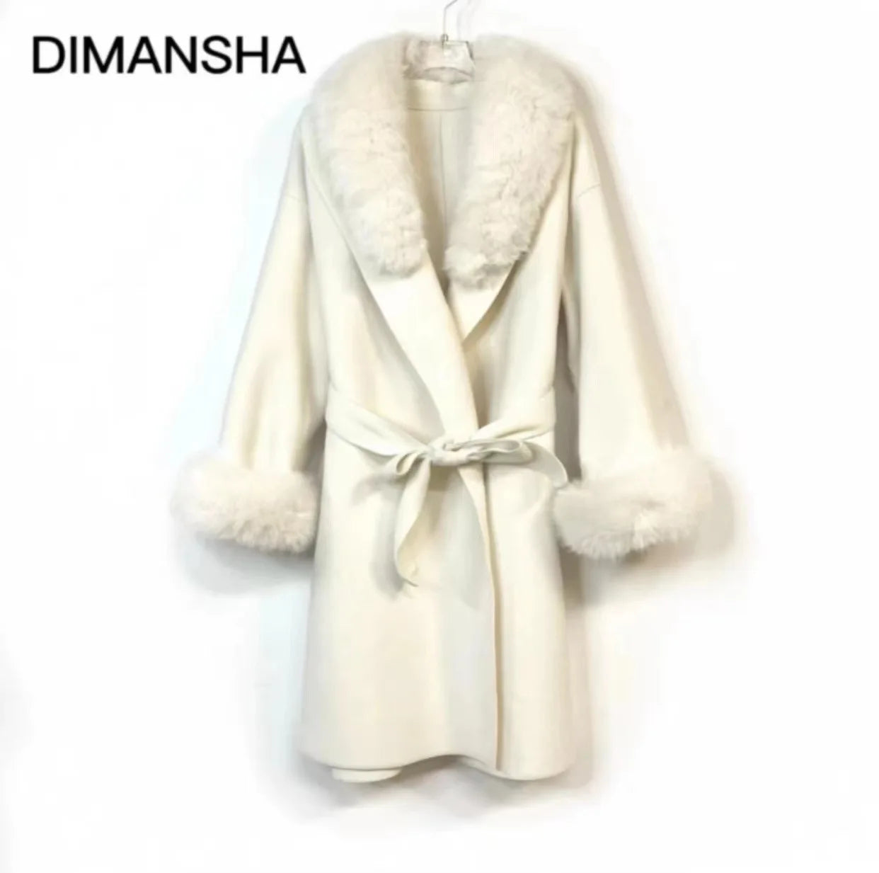 HOT SALE (Few Units Left) 5 Colors Small & Medium Size Luxury Cashmere & Wool New Autumn Winter Removable Real Natural Fox Fur Collar Cuffs Trench Jacket Women Long Belted Woolen Blend Cashmere Coat Ladies Winter Luxury Appar