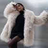 Burgundy/Brown/Khaki Color  Women's Dark Brown Mongolian Lamb Artificial Fur Coat Oversized Shaggy Curly Single Breasted Mid Length Plain Dyed Eco-Friendly Ladies Winter Apparel Supplies