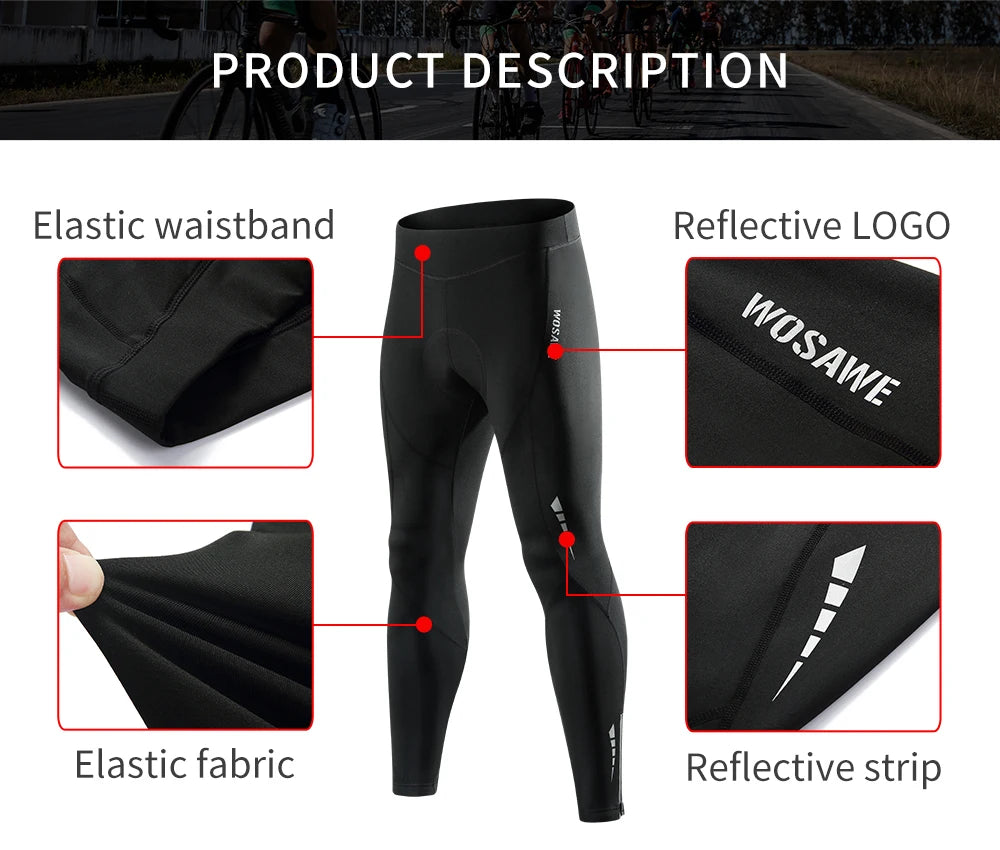NEW Arrivals S-3XL US/EU Size Men Winter Fleece Cycling Thermal Pants Mountain Bike Gel Padded Tights Windproof Leggings Bicycle Clothing Thermal MTB Bike Long Trousers Sports Apparel Supplies