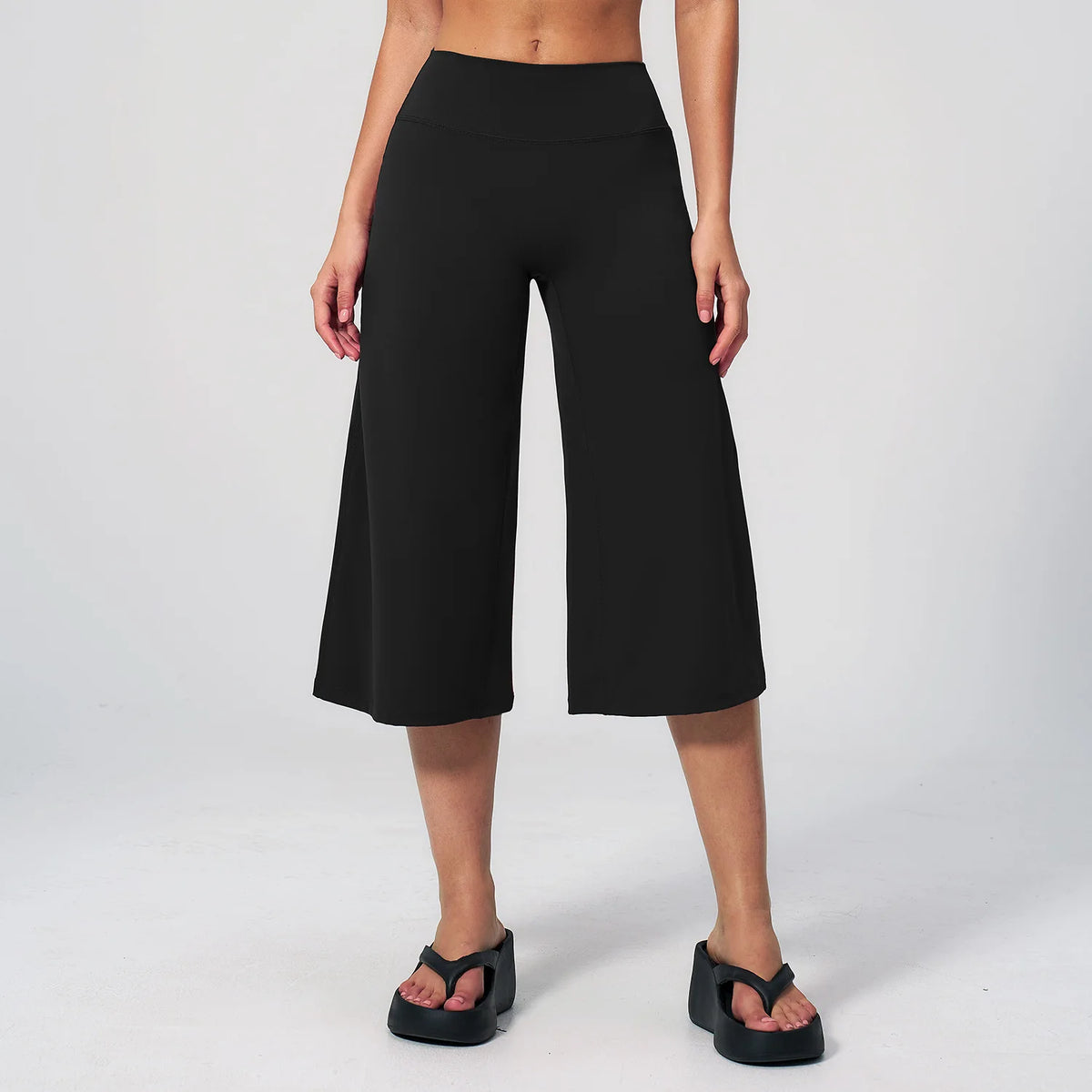 5 Colors S-XL Women's High Waisted Capri Pants Wide Leg Yoga Trousers Quick Dry Cropped Leggings Summer Athleisure Outdoor Running Gym Fitness Activewear Female Sports Apparel Accessories