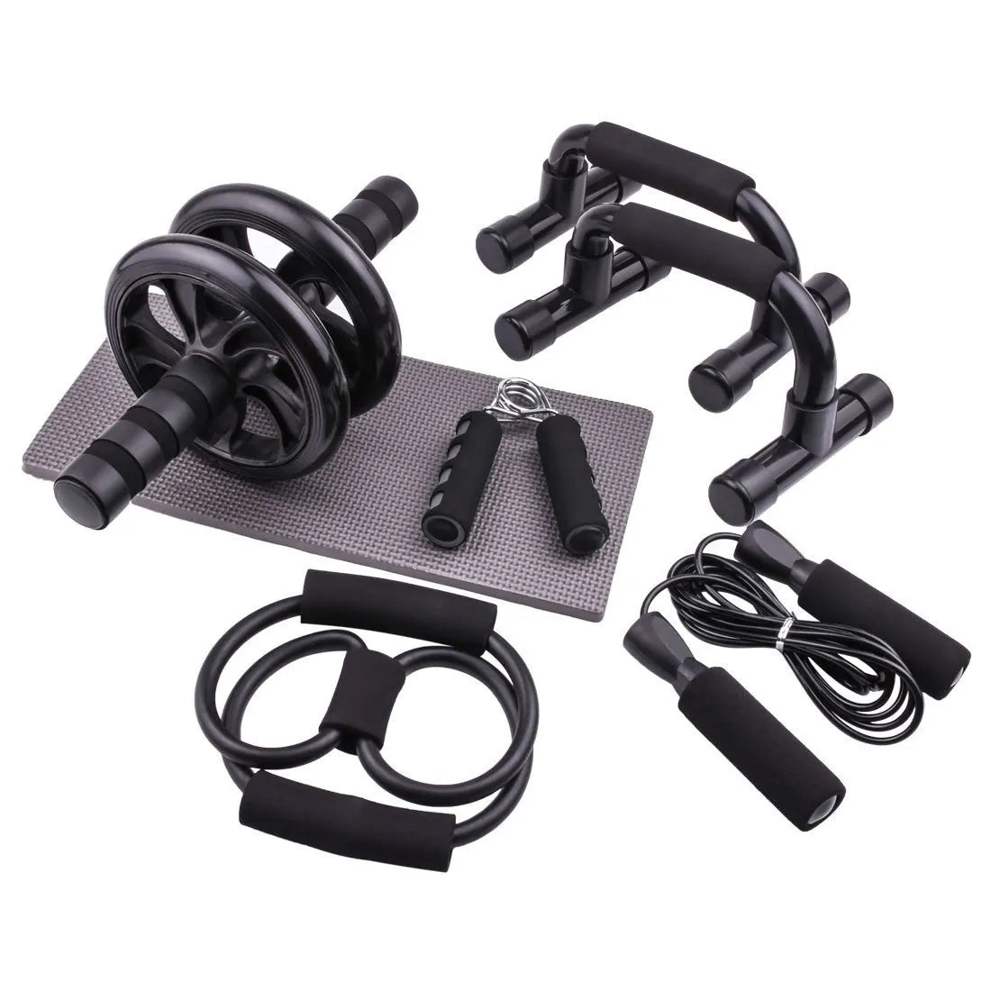 NEW Arrivals 7 PCS Set Abdominal Wheel Push-Up Combination Suit Multi-Functional Abdominal Muscles Wheel Comprehensive Training Home Gym Accessories Sports Set