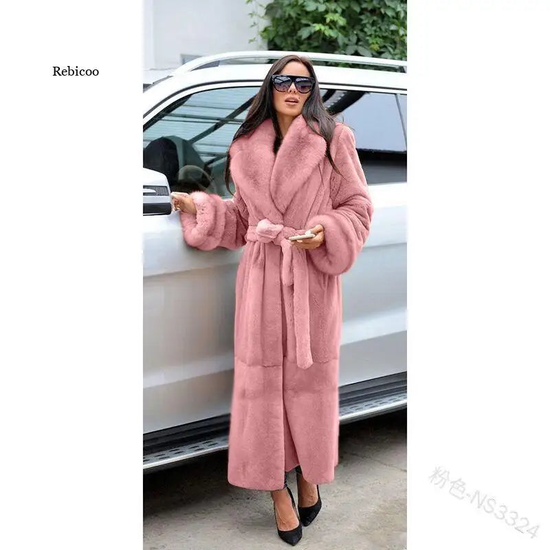 NEW Arrivals S-5XL 5 Colors Winter Long Luxury Faux Fur Coat Long Sleeve Mink Fur Coats Overcoat Women Outerwear Ladies Winter Luxury Fashion Apparel Products