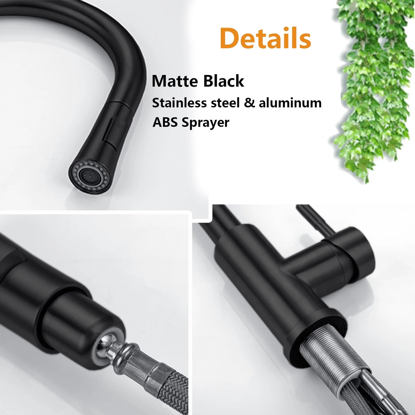 Just Arrived Kitchen Bathroom Motion Sensor Faucet Pull Out  Black/Brushed Nickle Color Large Area Sensor Stainless Steel Black Smart Induction Mixed Tap Touch Control Sink Tap Home Office Hotels