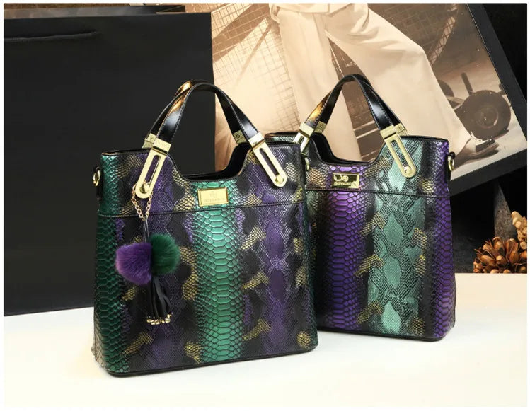NEW Arrivals Luxury Cowhide Real Leather Women Handbags Fashion Female Chain Serpentine Portable Tote Bag Ladies Tassel Shoulder Messenger Bags