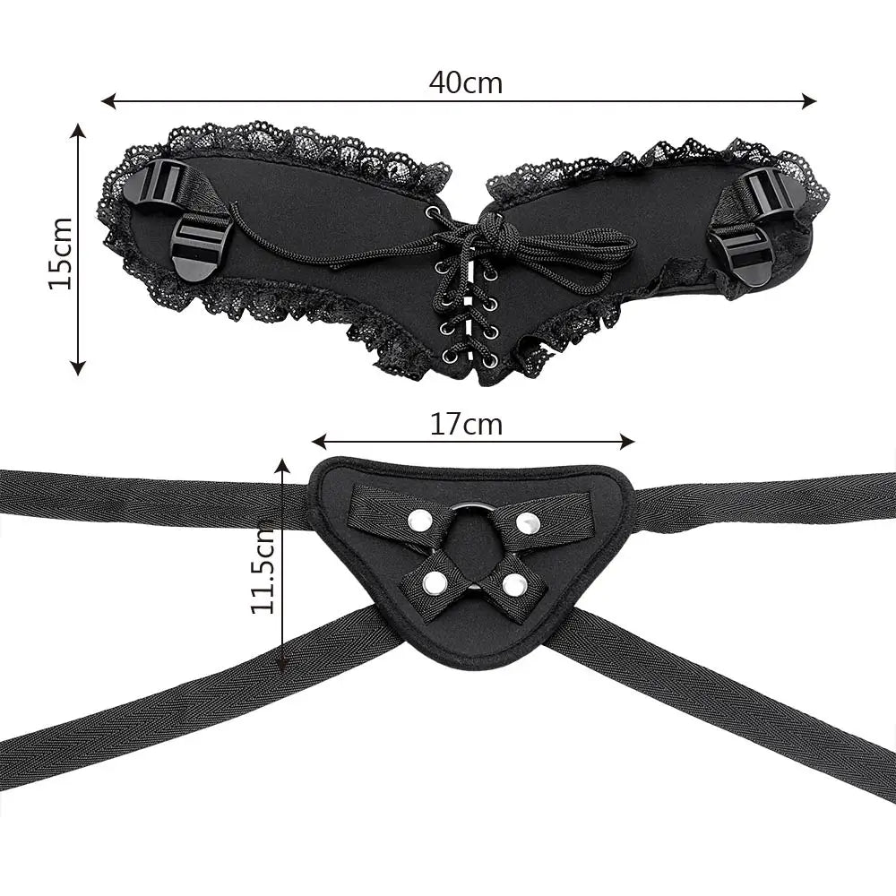 Adult IKOKY Strap On Harness Wearable Penis Bondage Dildos Lace Pants Sex Toys for Women Lesbian Female Masturbator