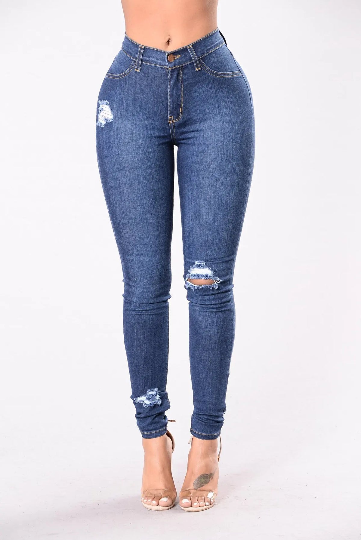 S-3XL Plus Size 3 Colors New Women Autumn Spring Summer New Streetwear Fashion Explosive European and American Elastic Hole Slim Leggings Women's Jeans Denim Ripped Pants Casual Clothing Supplies