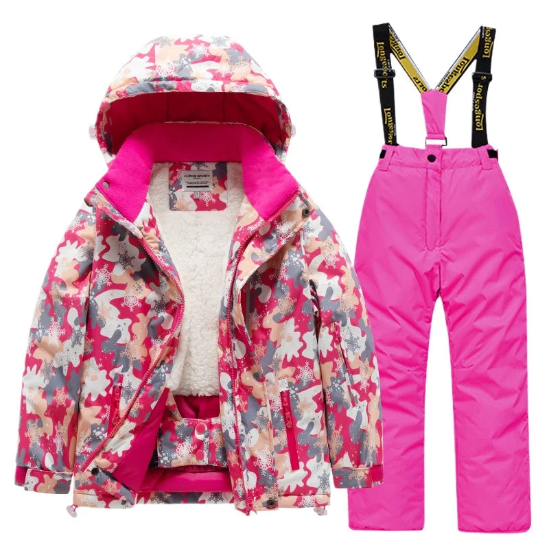 BEST PRICE 2 PCS Set Children's Girls Boys Top Quality Waterproof Ski Jacket + Pants Kids Snowboard Suit Snow Wear Ski Clothes for Kids Ski Suit Ski Clothing