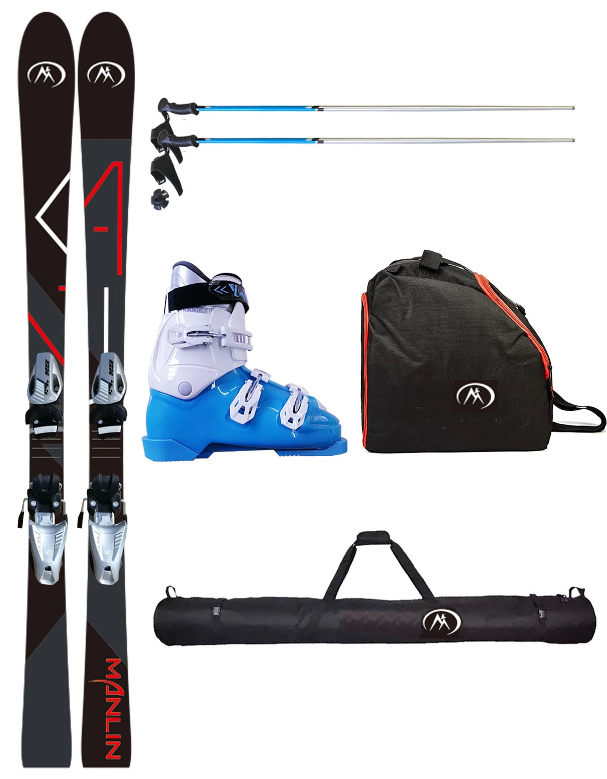 NEW Set Women Men Professional Alpine Ski Boot Set Binding Shoes Pole Brand Mountaineering Skateboard Winter Sports Supplies