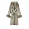 HOT SALE (Few Units Left) 5 Colors Small & Medium Size Luxury Cashmere & Wool New Autumn Winter Removable Real Natural Fox Fur Collar Cuffs Trench Jacket Women Long Belted Woolen Blend Cashmere Coat Ladies Winter Luxury Appar