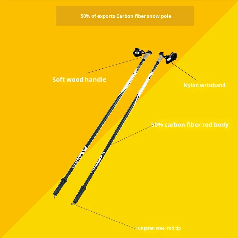 Professional Carbon Fiber Cross Country Ski Roller Poles Lightweight with Cork Grip for Dry Land Skiing 100cm Winter Snow Sports Accessories