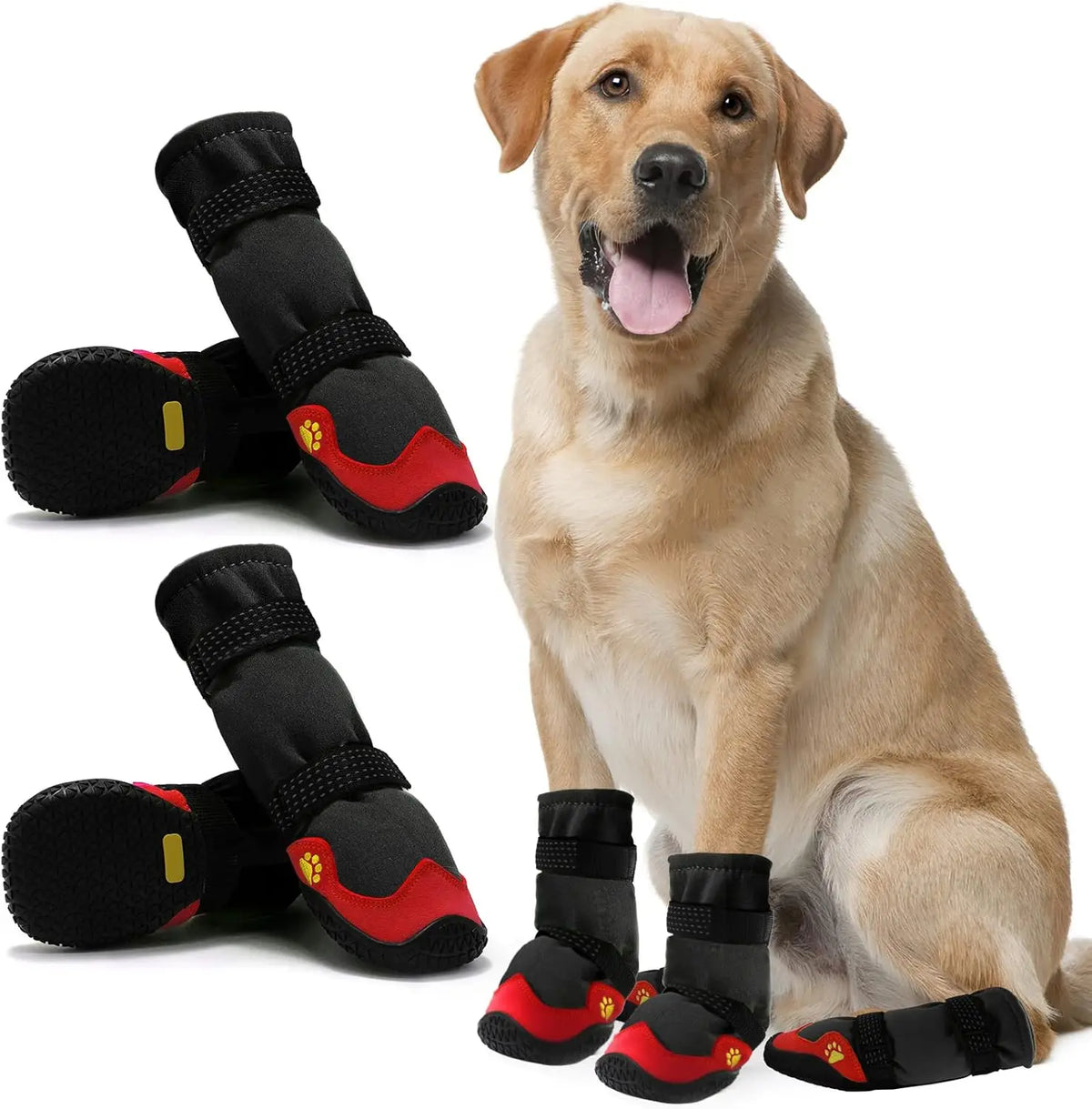 4 PCS Set 4 Colors Pet Dog Waterproof Soft Boots  Adjustable Reflective Straps Anti-Slip Dog Warm Shoes Snow Rain Protection Boots Pets Apparel Accessories