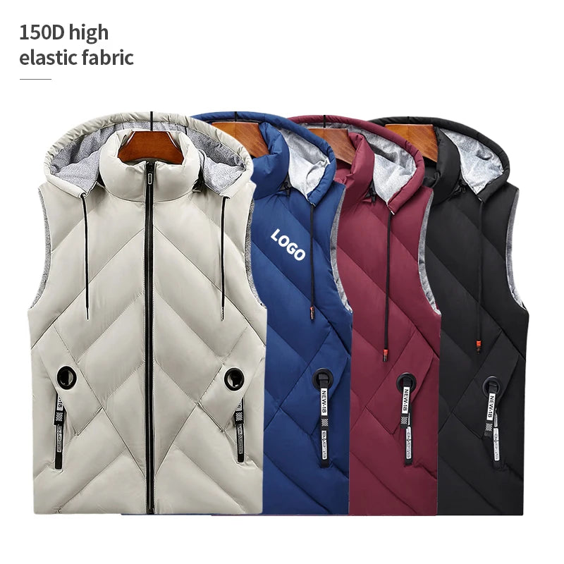 NEW Arrivals Women Men Autumn Spring Top Quality  High Elastic Fabric Hooded Sleeveless Jacket Puffer Vest Windbreaker Tops Outerwear Vest Casual Streetwear Apparel Accessories