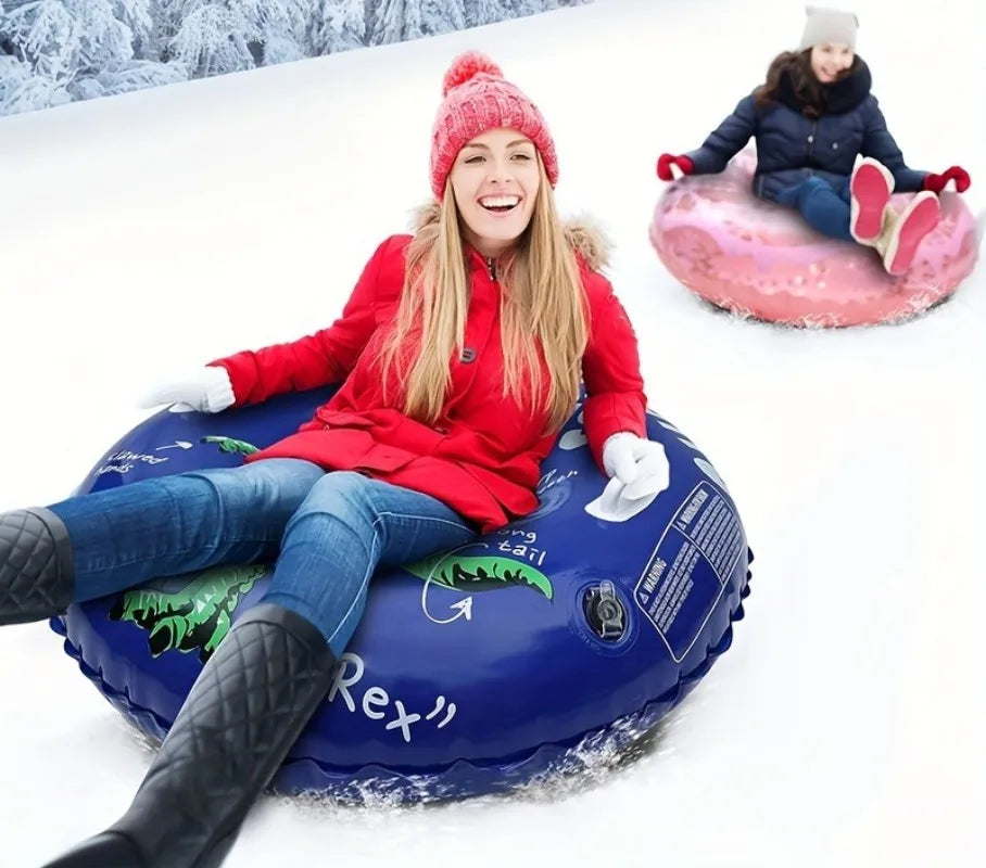 NEW Arrivals Adults Children Inflatable Snow Tube Thickened PVC Heavy Duty Bottom Sled with Handles Dinosaur Winter Sport Tubing Sledge Outdoor Snow Iced Winter Sports Accessories