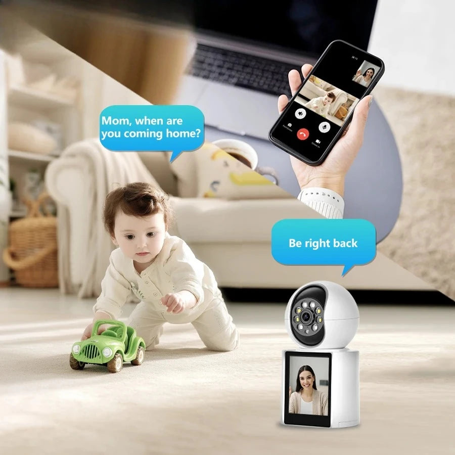 NEW Arrivals 2MP Wi-Fi PTZ Screen Baby Elderly Monitor Wireless ICSEE Emergency Button Call AI Detection Night Vision Security Camera Newborn Remote Control Monitoring Smart Cloud Home Security Supplies