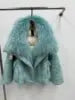 TikTok Most Popular 15 Colors Top Quality Unique Winter Luxurious Cashmere Loose Puffer Bomber Jacket Goose Down Jacket with Natural Red Silver Fox Fur Coat Girls Outerwear Jackets Women Winter Apparel Supplies