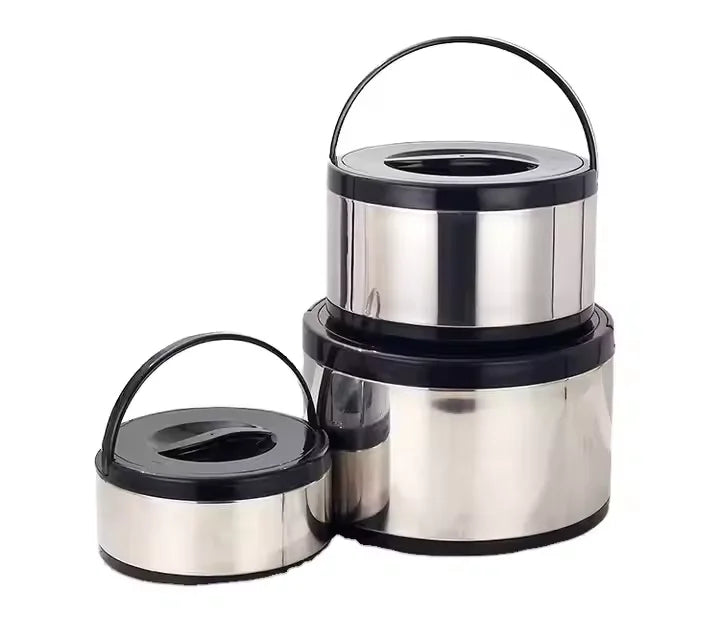 3 PCS Set Green/White/Black Colorful 304 Stainless Steel Fresh-Keeping Pot 2/4/8L Large Capacity Handle Insulated Bucket Double Food Containers Lunch Box Picnic Outdoor Camping Kitchenware Supplies Cooking Tools Set