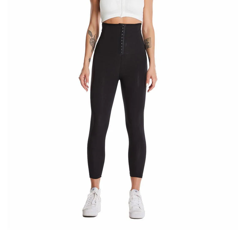 S-5XL Shorts and Long Tight Leggings Women's High Waist Compression Thermal Workout Exercise Body Shaper Tights Breasted Sweat Pants Shorts Sauna Suit for Home Use