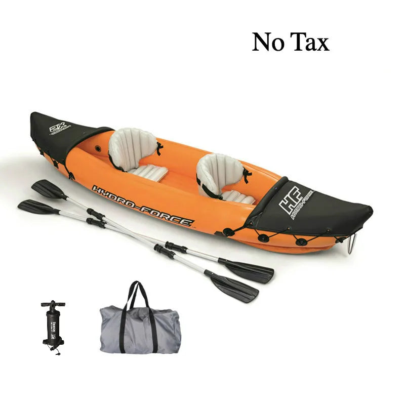 NEW Set 2 Persons Top Quality Inflatable Kayak Canoe Rafting Fishing Boat Portable Water Sport with Paddle + Air Pump and Bag Large Size 321X88cm Orange 2026 for Adults Summer Water Sports Supplies