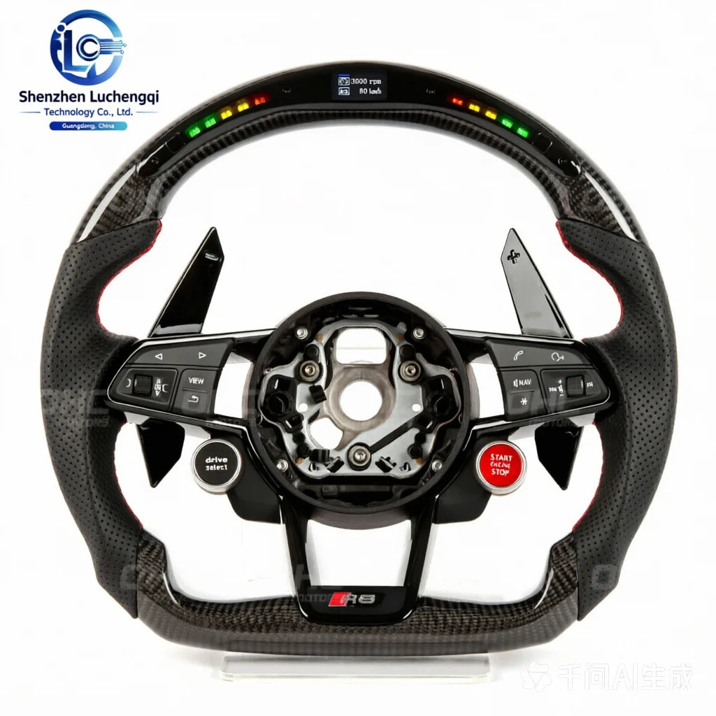 For AUDI Track Performance LED Carbon Fiber Steering Wheel Old to New Style Modified Replacement Wheel for Audi Full Series