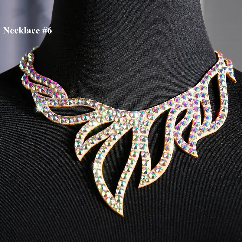 NEW Arrivals 18 Patterns Luxury Belly Dance Sparkle Necklace Jewelry Competition Dancer Accessory Shine Dancing Necklace Stage Performance Costume Egypt Show