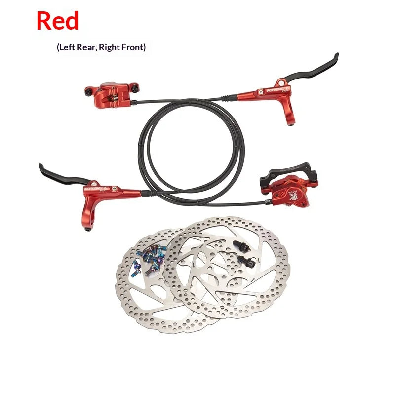 NEW SET  Purple/Blue/Black/Red Color Hydraulic Disc Brake Set Aluminum Alloy BMX Road Mountain Bike Oil Brake Lightweight Dual-Sided Dual-Piston Universal 160mm Rotor Bicycle Parts Accessories