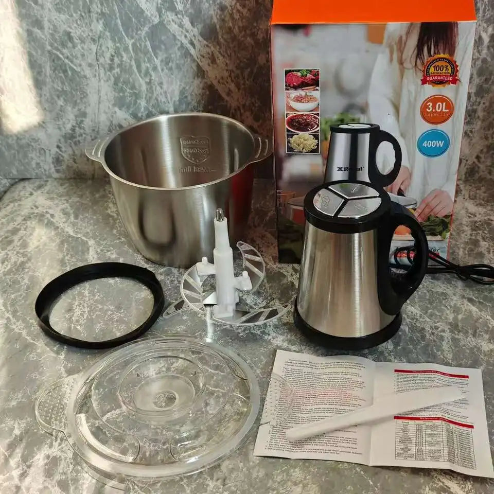 2L 3L 5L Stainless Steel Electric Meat Grinder High Speed Food Processor Home Baby Food Blender for Fruit Vegetable Kitchen Use  Household Appliances