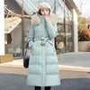 2025 Winter New Down Cotton Jacket Women's X-Long Faux Fur Collar Padded Jacket Thick Loose Large Size Jacket